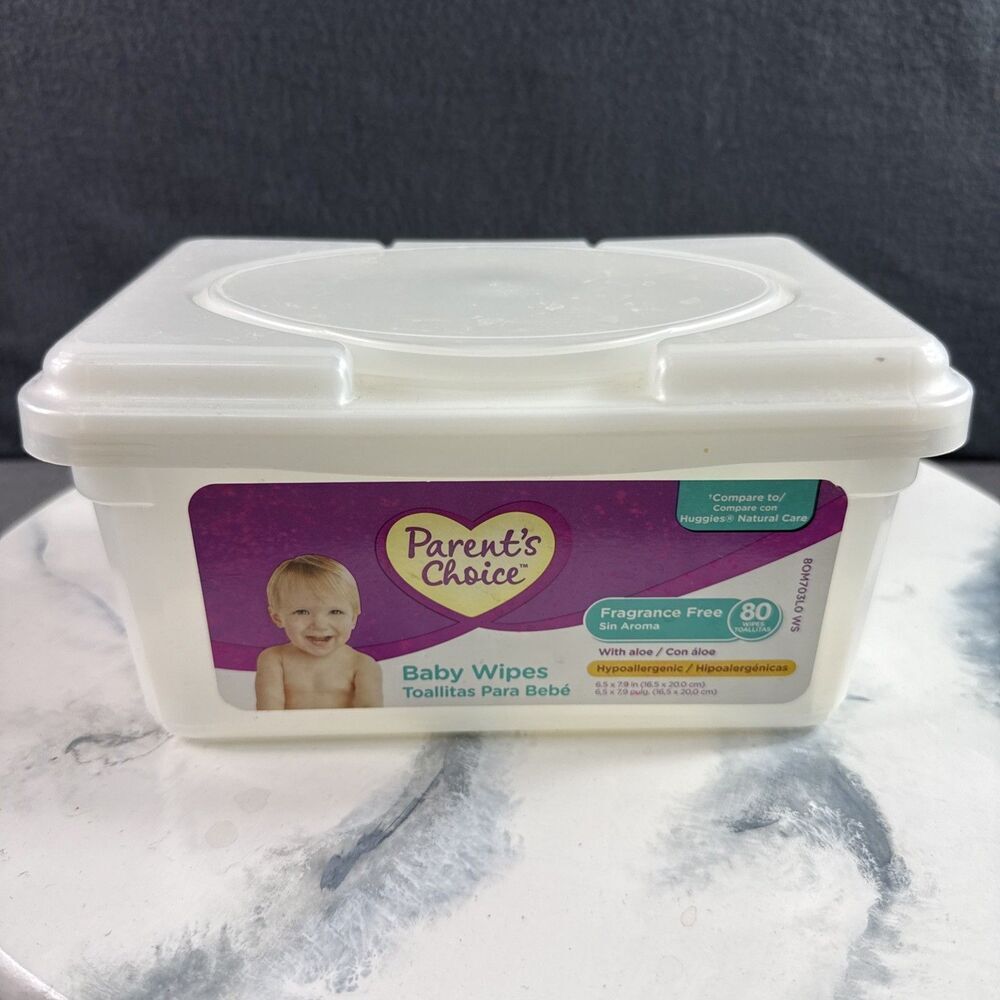 Parents Choice Baby Wipes Plastic Case Reusable Container Box Holder White Tub
